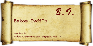Bakos Iván névjegykártya